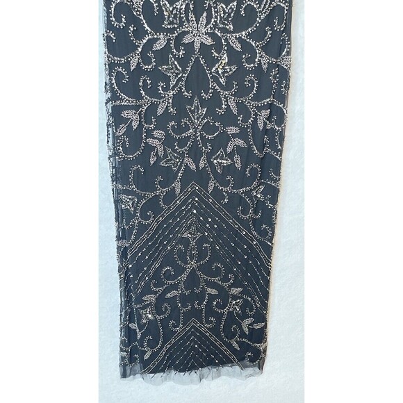 Pisarro Nights Beaded Mesh Column Gown Carbon 6 - Picture 3 of 15
